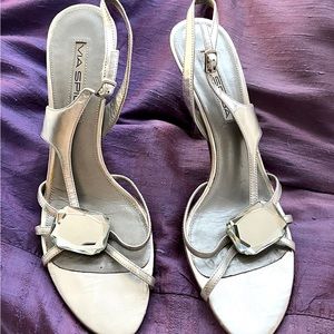 Sexy metallic silver Via Spiga stappy heels are a beautiful statement!